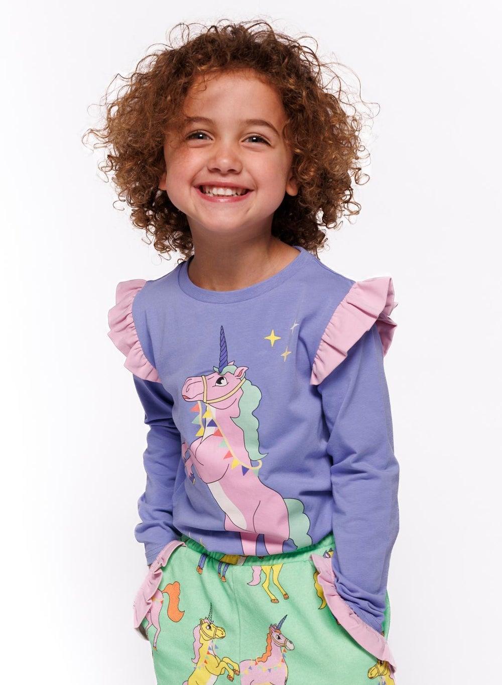 Unicorn Print Organic Cotton Long-Sleeve Blouse - Image 1