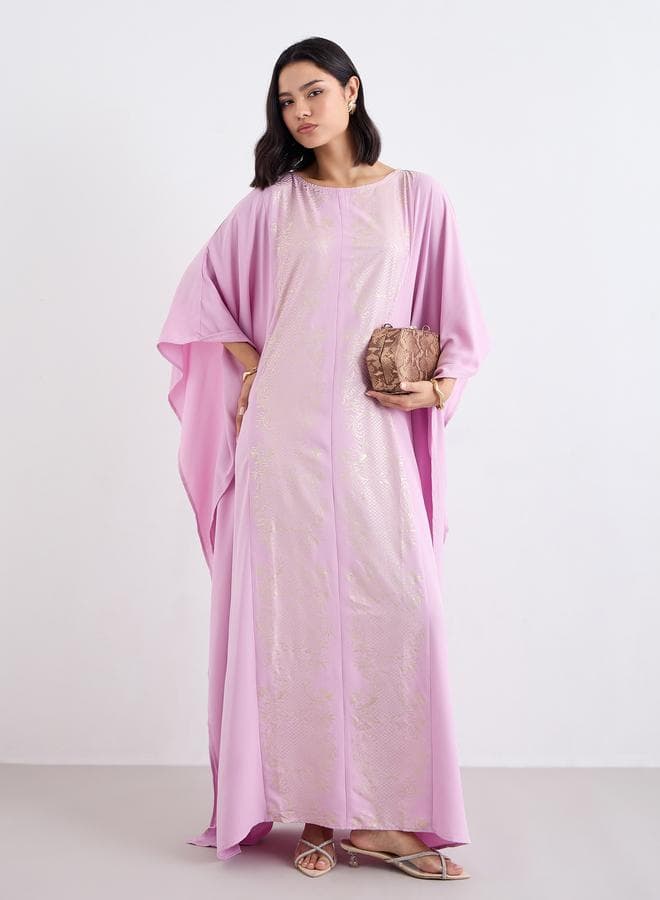 Styli Foil Print Purple Relaxed Fit Kaftan - Image 1
