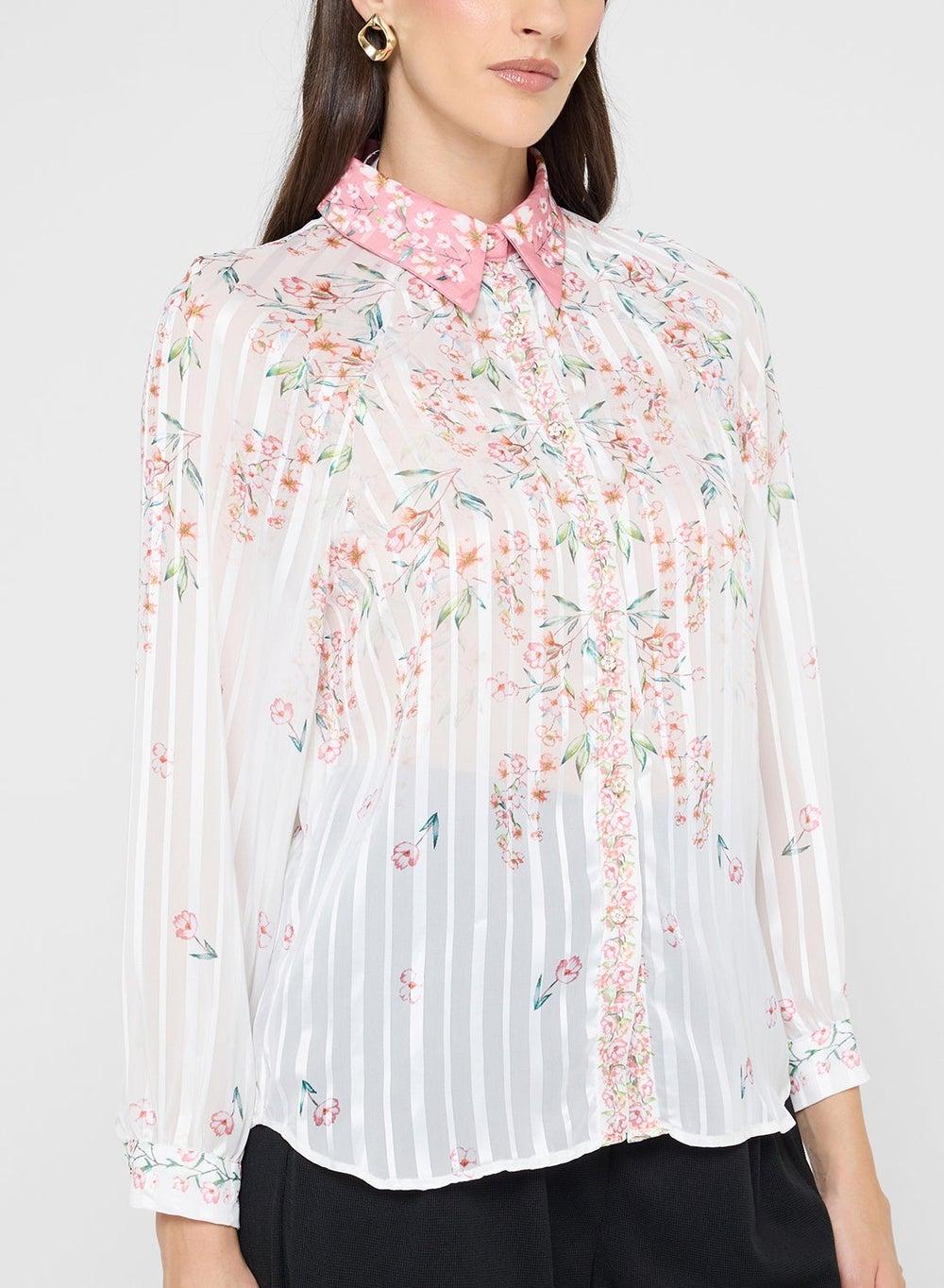 Xy240611 Multicolor Floral Collared Shirt - Image 1