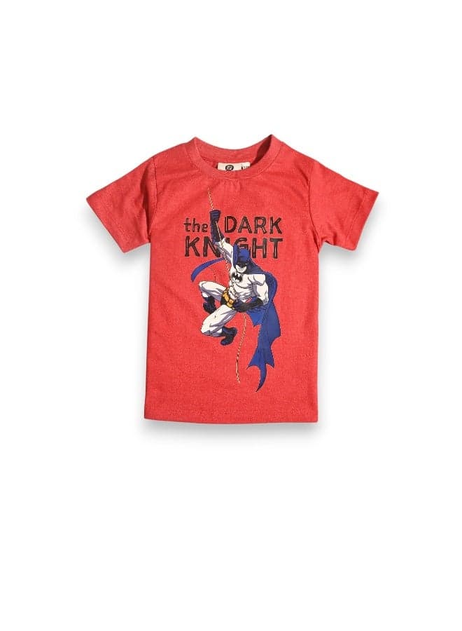 Batman Boys Red Cotton Short Sleeve T-Shirt - Image 1