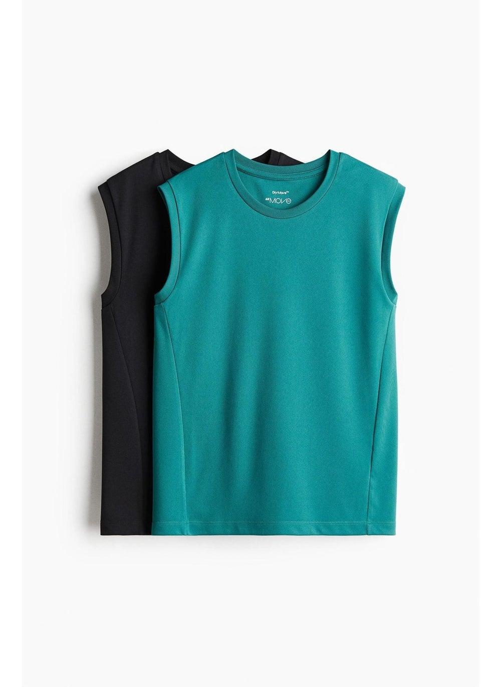 DryMove™ 2-Pack Girls Training Sports Vest Tops - Image 1