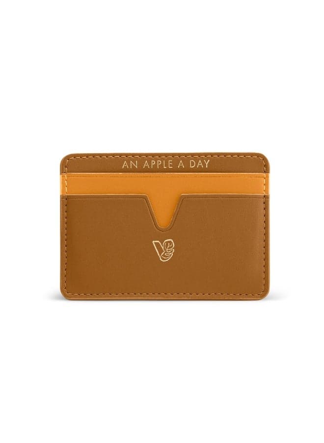 Cider Brown Apple Leather Cardholder 4 Apples - Image 1