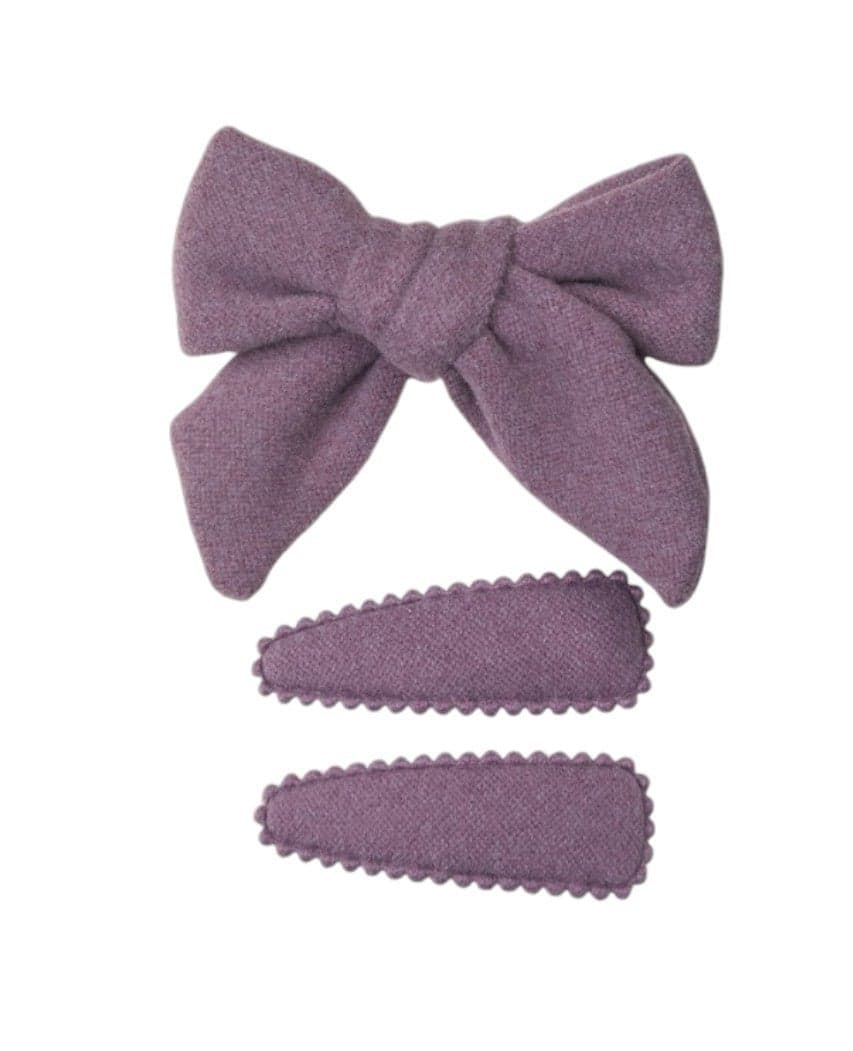 Sara Lavander Ribbon Bow Clip & Ponytail Set - Image 1
