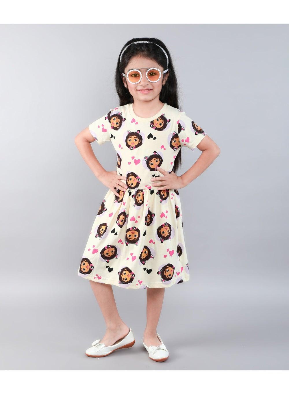 Gabby Dollhouse Girl's Jersey Dress Cream A-Line - Image 1