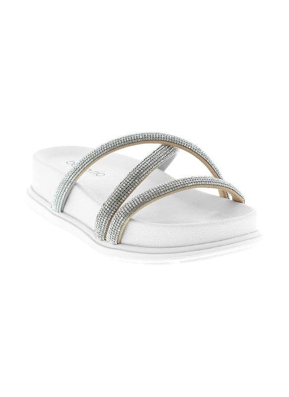 Off-White Women’s Flat Sandals – PU Slip-On Comfort - Image 1