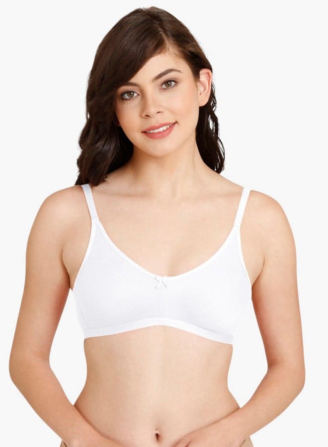 Zivame Cotton Blend Non-Padded White Bra - Image 1