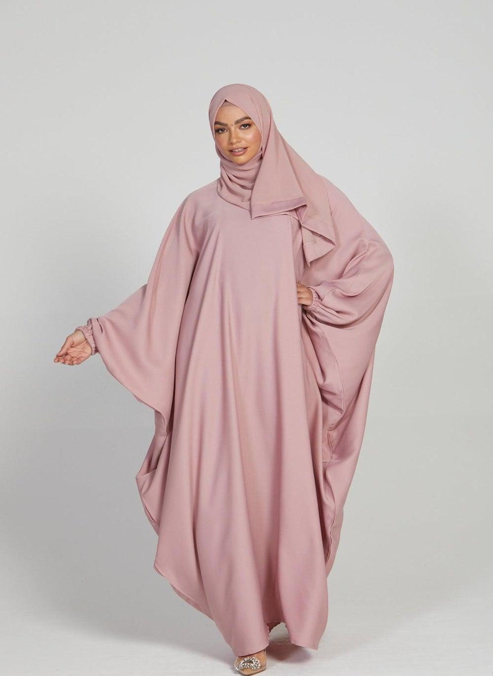 Butterfly Sleeve Elastic Cuff Abaya with Hijab AB72 - Image 1