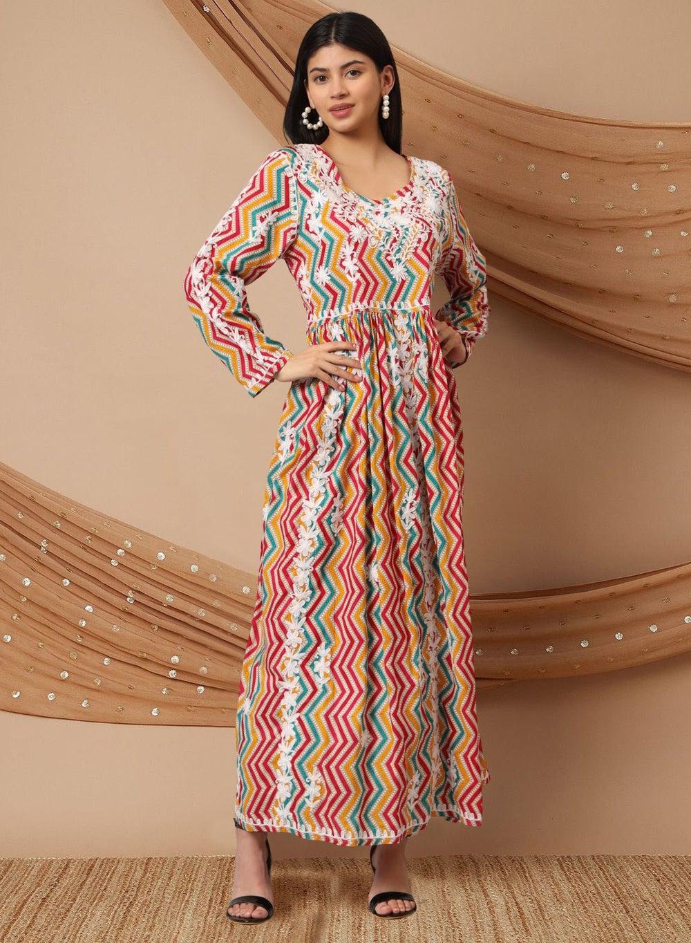 Lucknowi Chikankari Mulmul Cotton Jalabiya AL3936 - Image 1