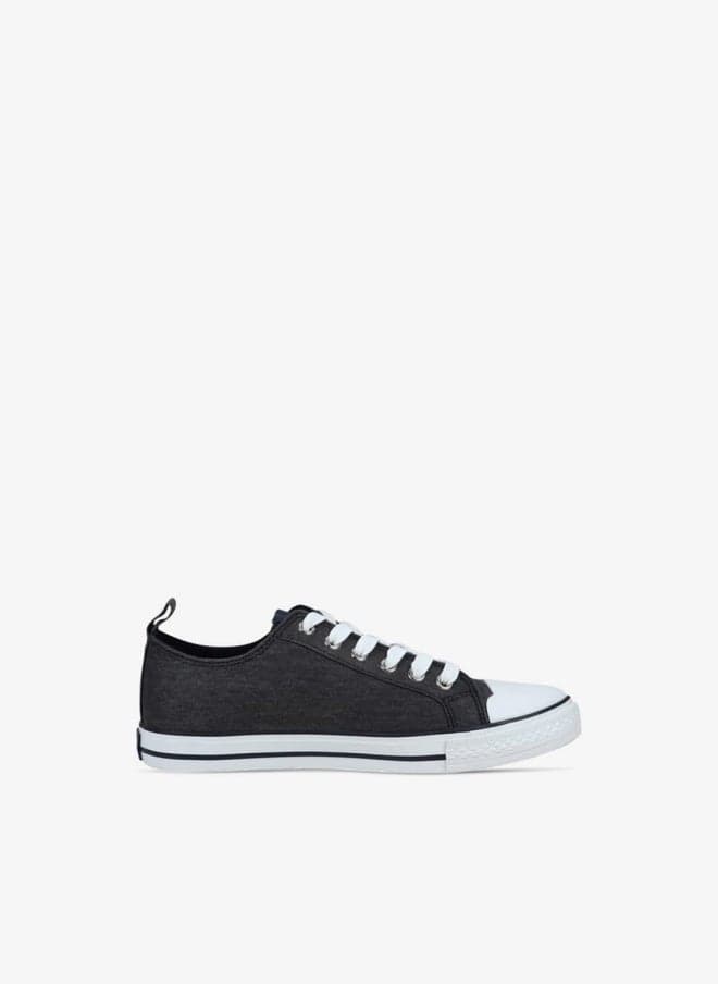 Boys' Logo Canvas Sneakers HOUSTON II Lace-Up Black - Image 1