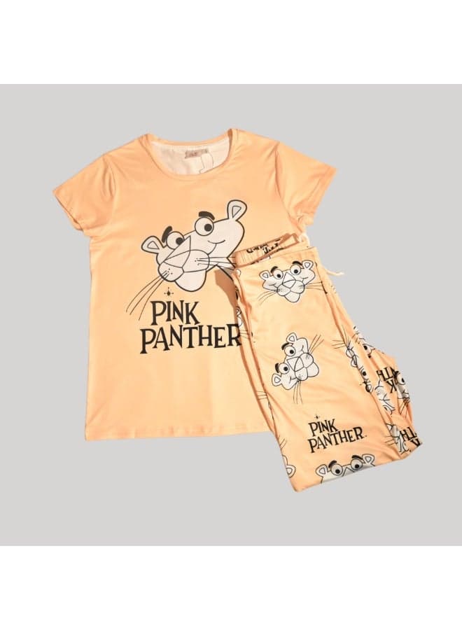 Pink Panther Silky Short Sleeve Pajama Set Women - Image 1