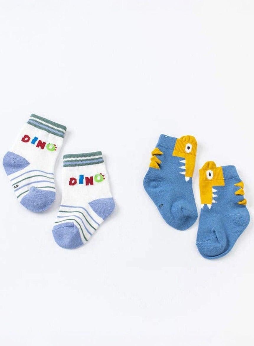 Boys Blue Dinosaur Socks Set 2-Pack - Image 1
