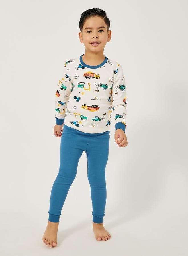 Toddler Boy Car Print Long Pyjama Set - Image 1