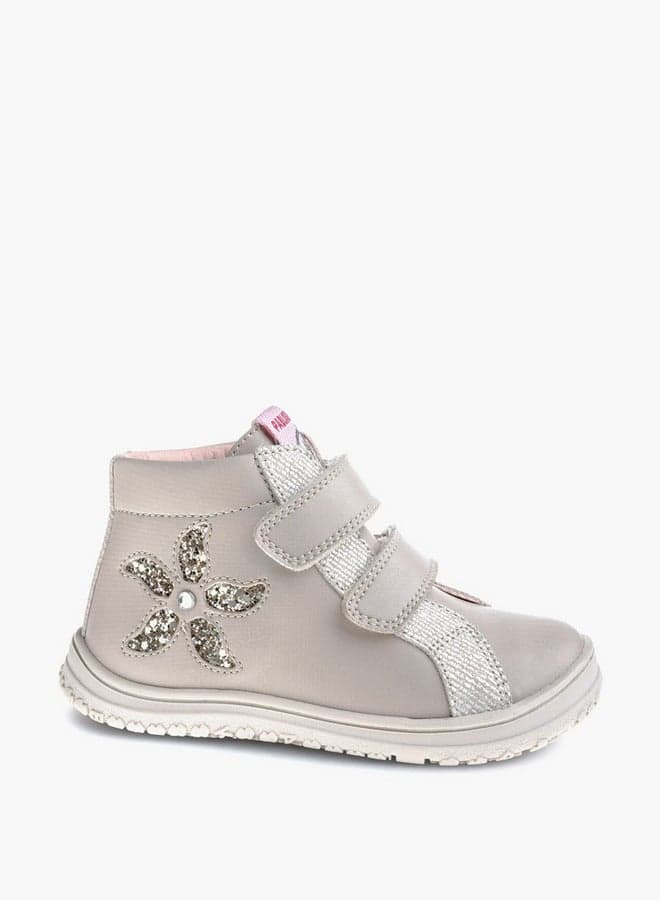 Girls' Glitter Flower Ankle Boots 445635-J - Image 1