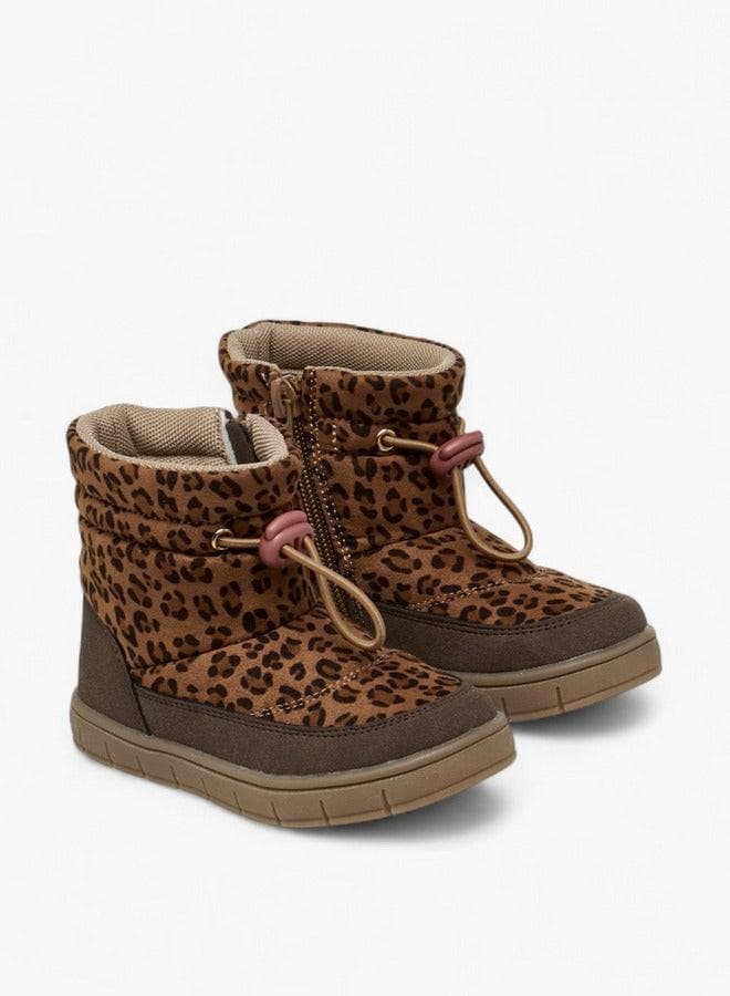 Animal Print Toddler Ankle Boots with Zip Closure - Image 1