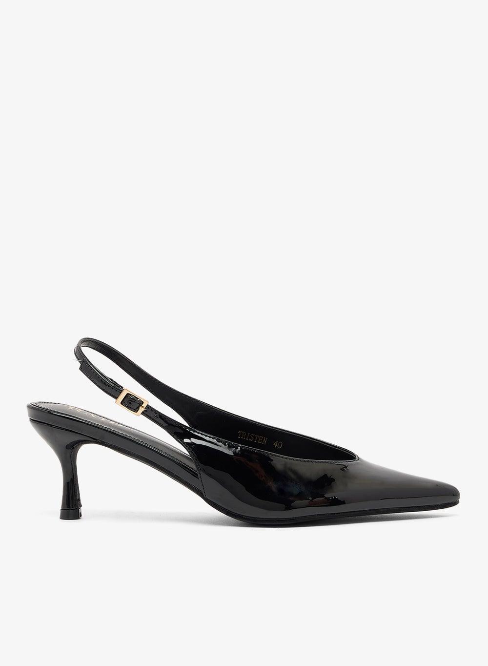 Tristen Black Patent Slingback Stiletto Pumps - Image 1
