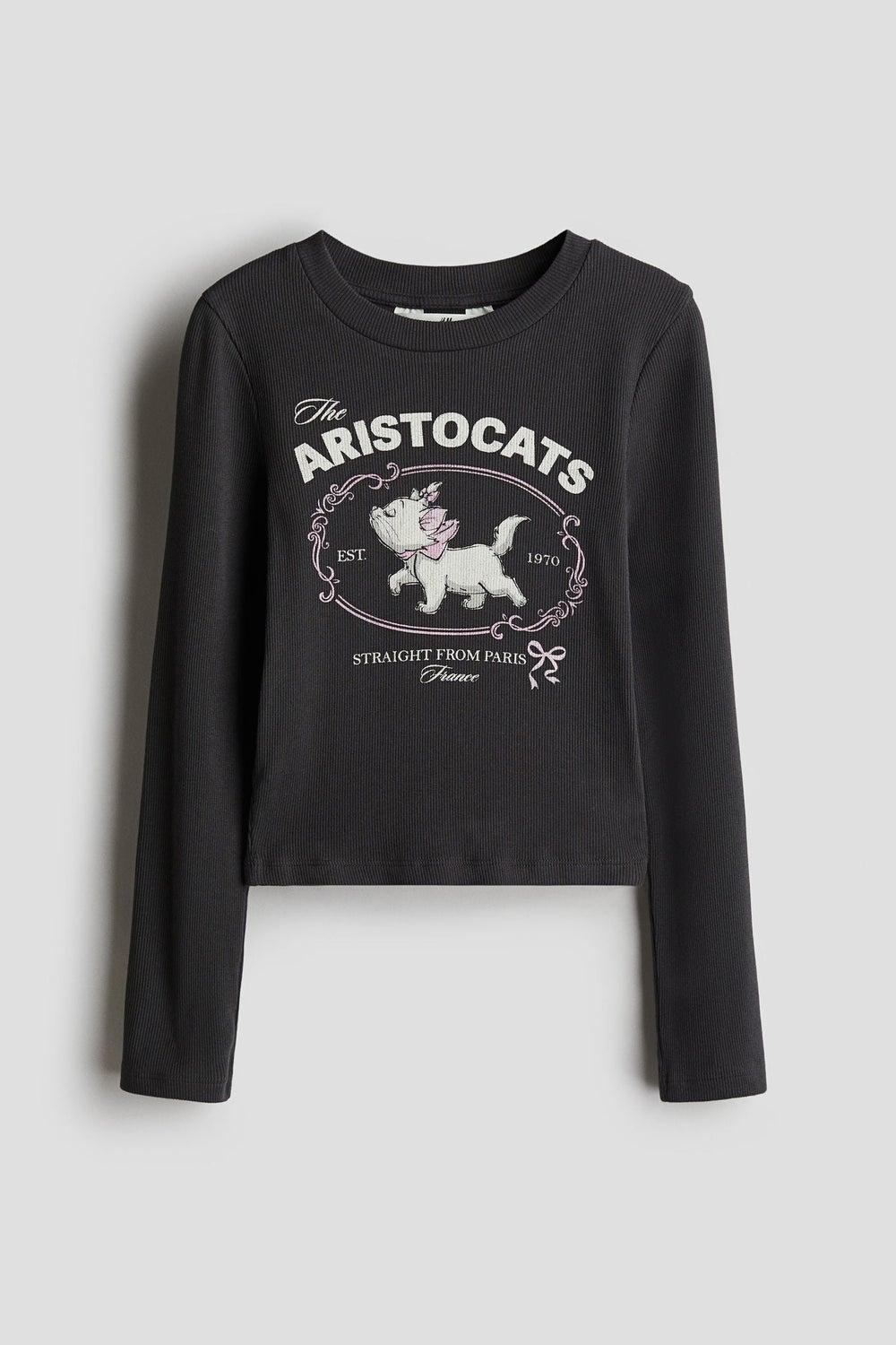 Girls Print-Motif Ribbed Jersey Top - Image 1