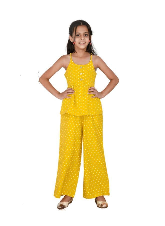 Girls Cotton Polka Dot Spaghetti Top Palazzo Set - Image 1