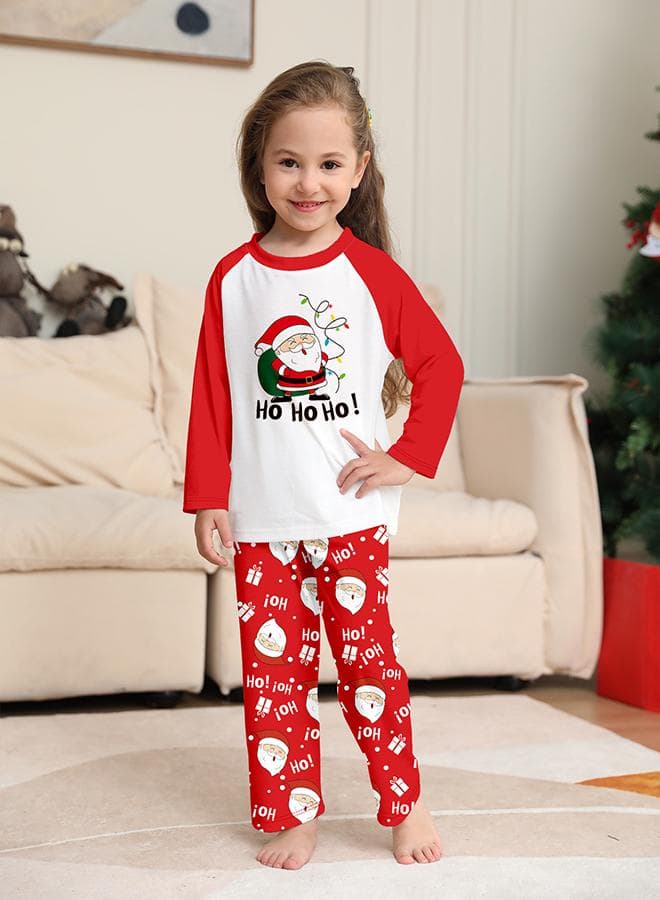 Ho Ho Ho Santa Red White Kids Pajama Set - Image 1