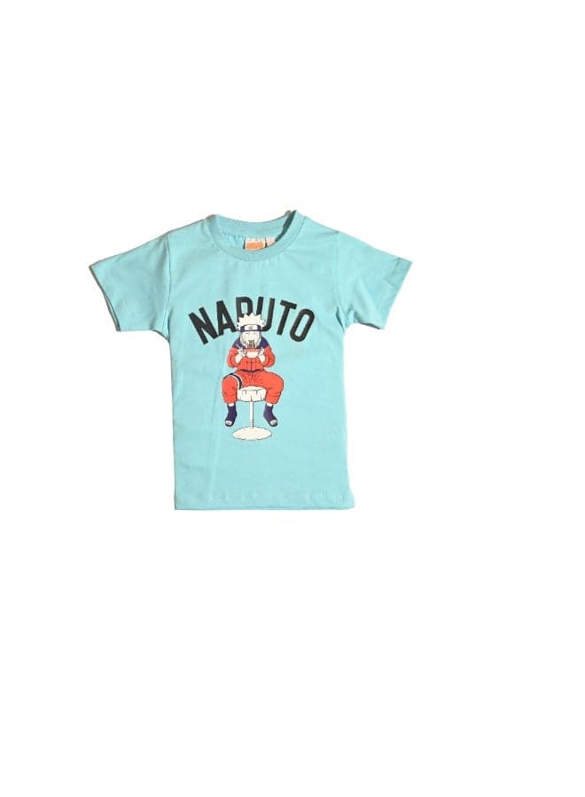 Naruto Boys Blue Cotton Graphic T-Shirt - Image 1