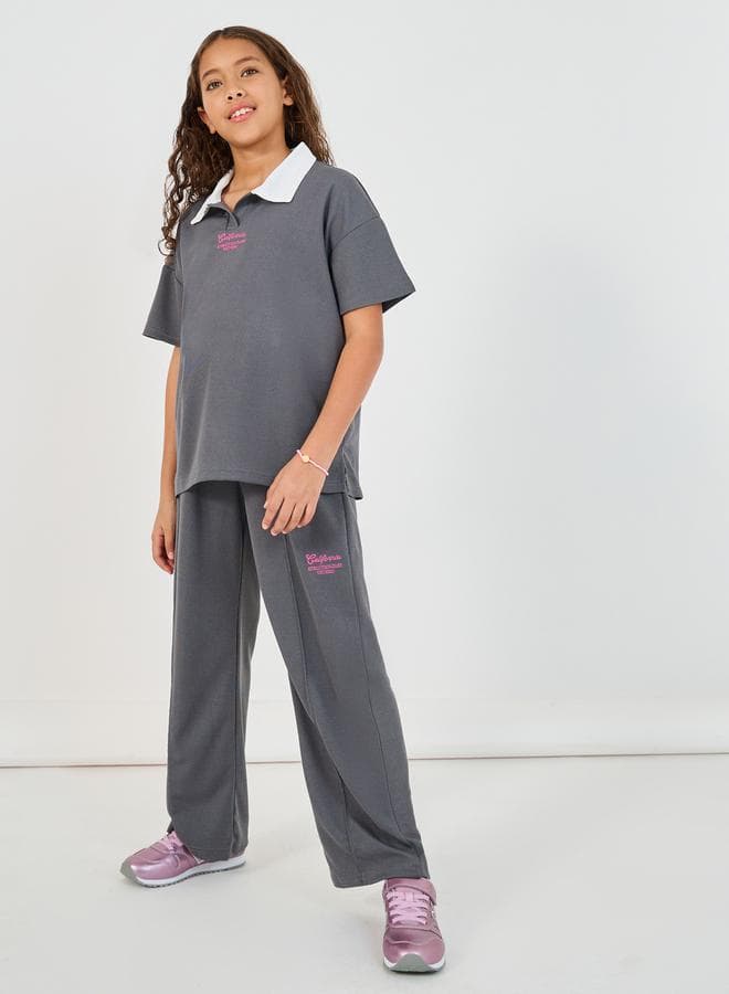 Embroidered Polo T-Shirt & Pintuck Jogger Co-Ord Set - Image 1