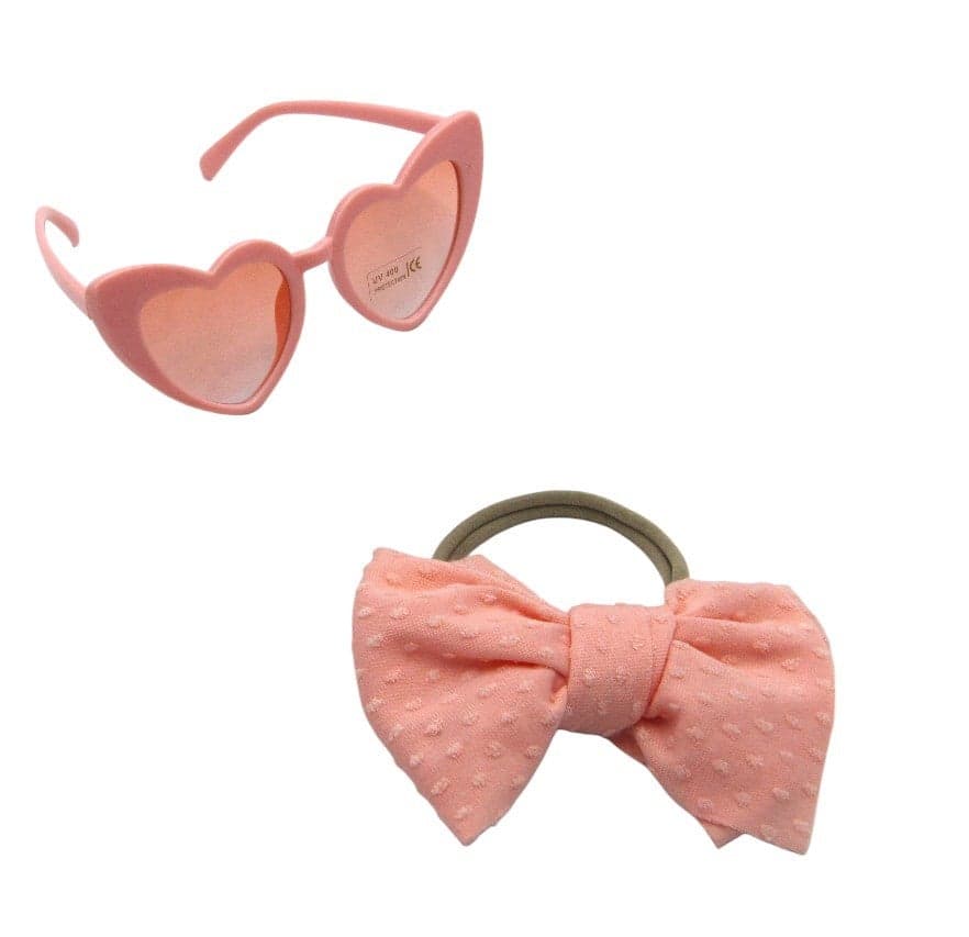 Yara Heart Sunglasses & Hair Band Set Coral Pink - Image 1