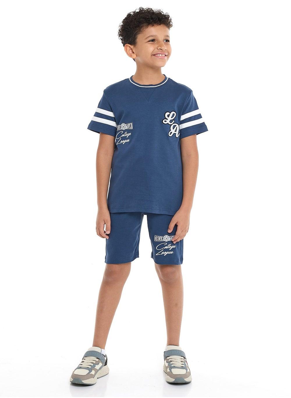 Victor and Jane Sr Boys LA Applique Set Blue - Image 1