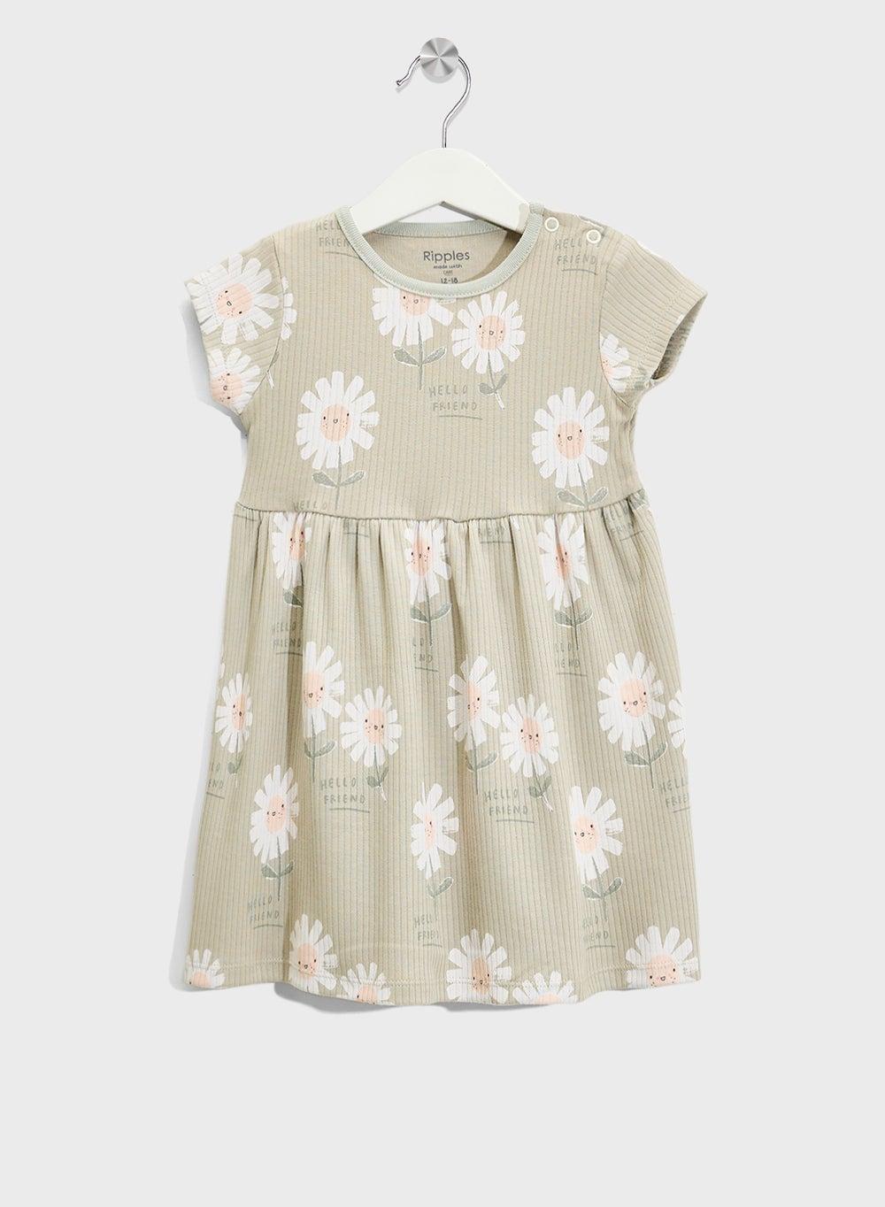 Girls Floral Sequin Cotton Party Dress - Image 1