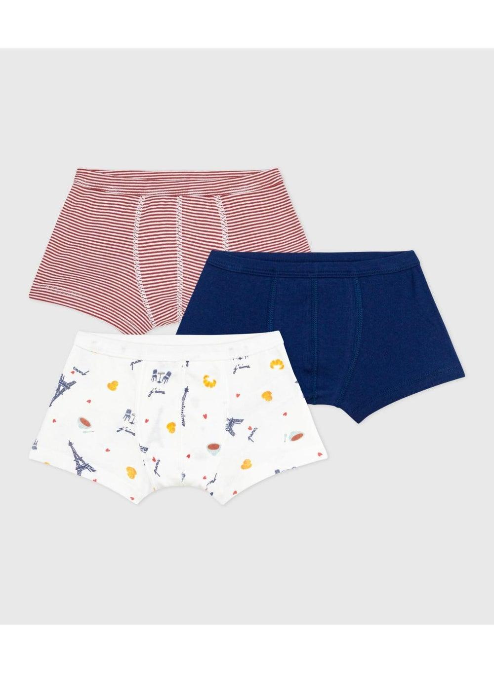 Boys’ Paris-Print Cotton Boxer Pack of 3 - Image 1