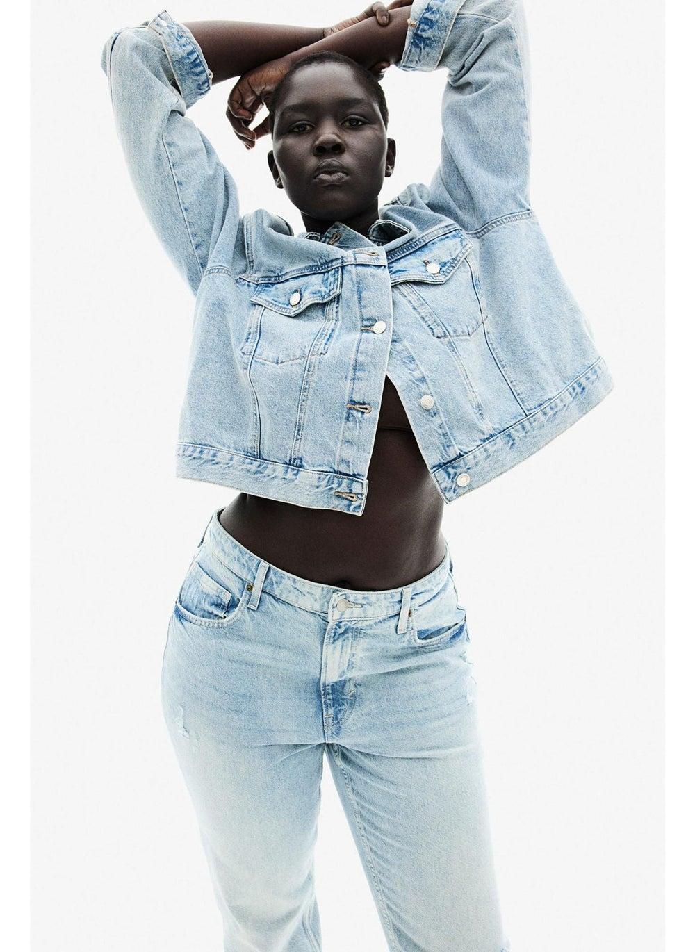 High Waist Straight Leg Jeans – Blue Dusty Light - Image 1