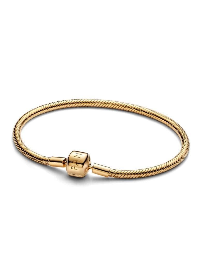 14K Gold Barrel Clasp Snake Chain Bracelet - Image 1