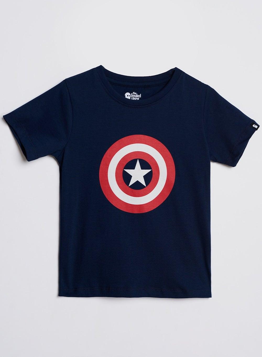 Captain America Printed Blue Cotton T-Shirt Boys - Image 1