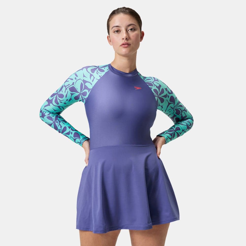 Speedo Long Sleeve Swim Dress Purple ECO EnduraBrite - Image 1