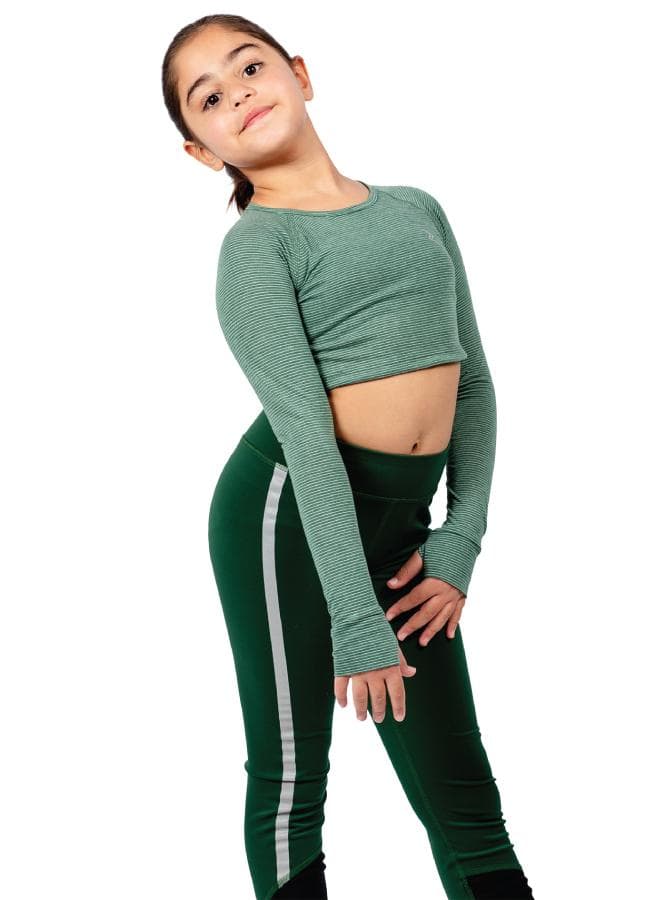 Girls Striped Full Sleeve Crop Top - Image 1