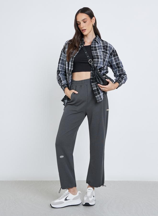 Charcoal High-Rise Relaxed Fit Jogger Pants - Image 1
