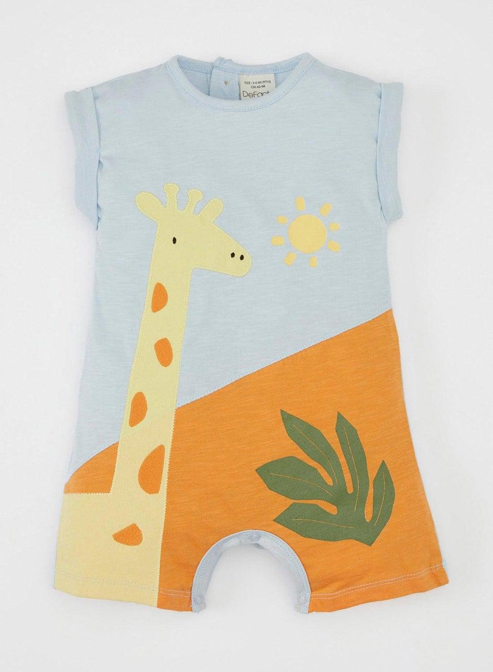 Newborn Giraffe Print Cotton Sleeveless Baby Romper - Image 1