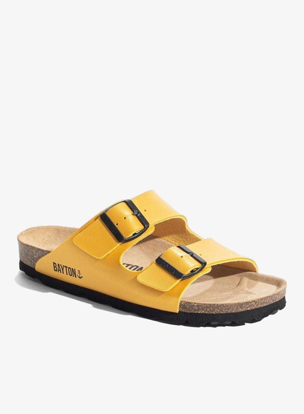 Tracy Yellow Cork Sole Flat Sandal - Image 1