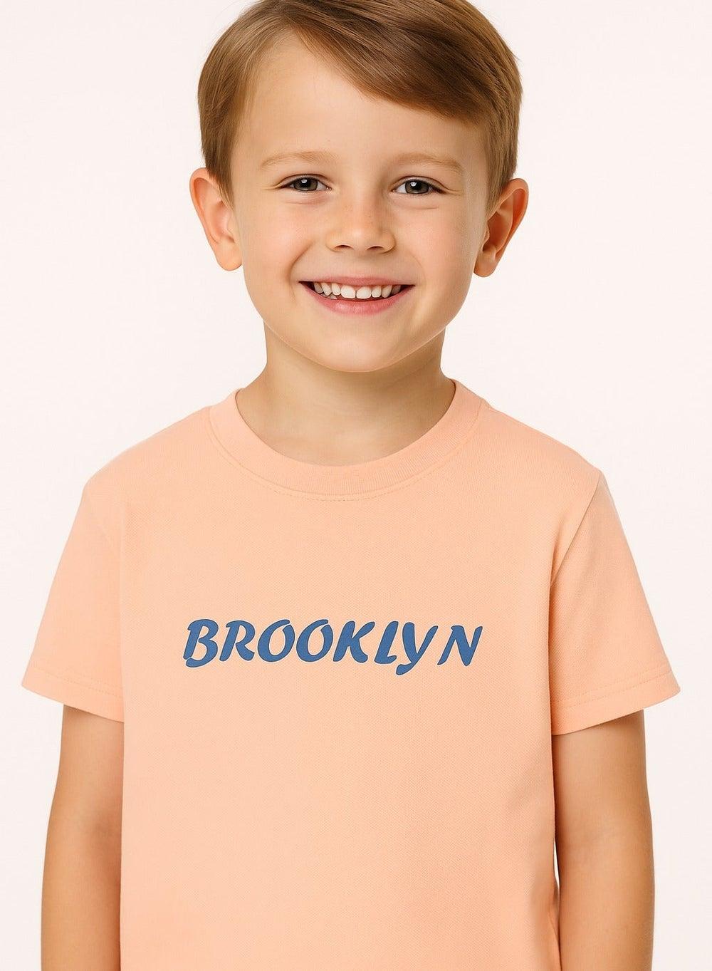 Junior Boys ‘BROOKLYN’ Graphic T-Shirt Peach - Image 1