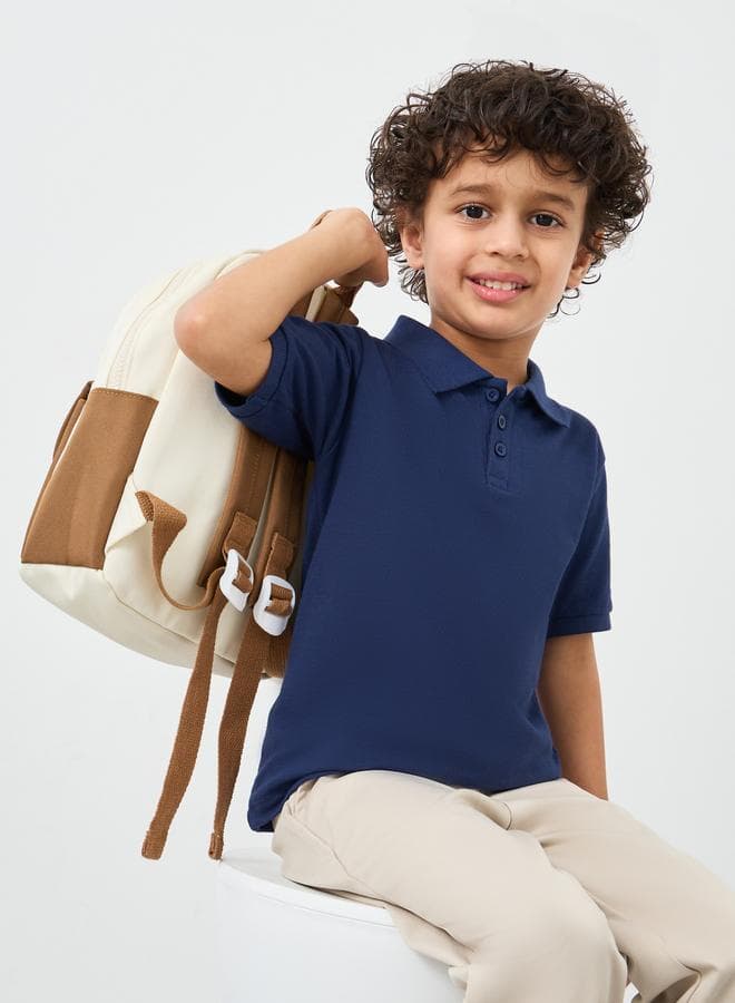 Styli Boys Navy Blue Cotton Polo T-Shirt - Image 1