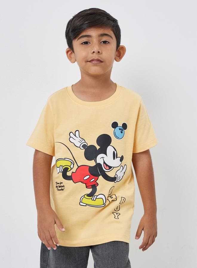 Boys Orange Mickey Mouse Graphic Oversized T-Shirt - Image 1