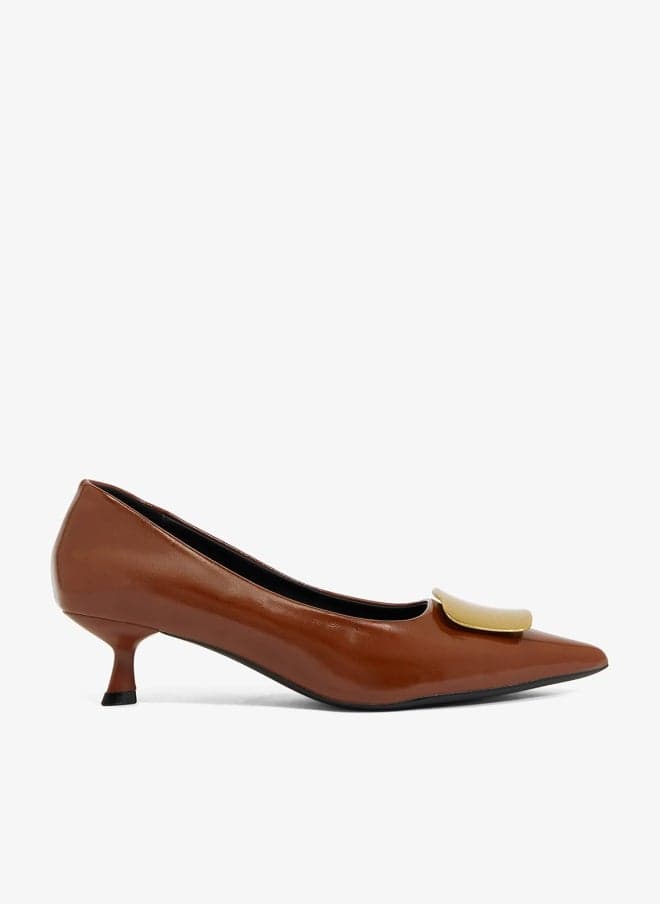 Burgundy Classic Kitten Heel Pumps Xz256095 - Image 1