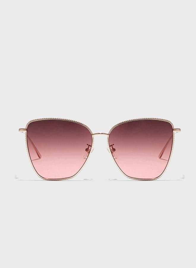 Dahlia Pentagon Cat-Eye Sunglasses Rose Gold - Image 1