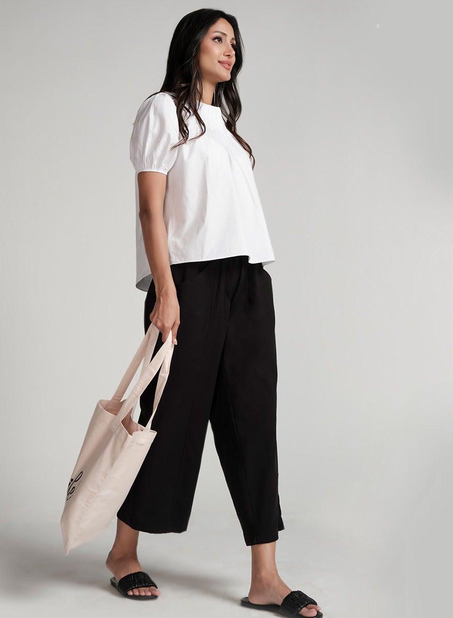 Black High-Rise Wide Leg Pocket Pants - Image 1