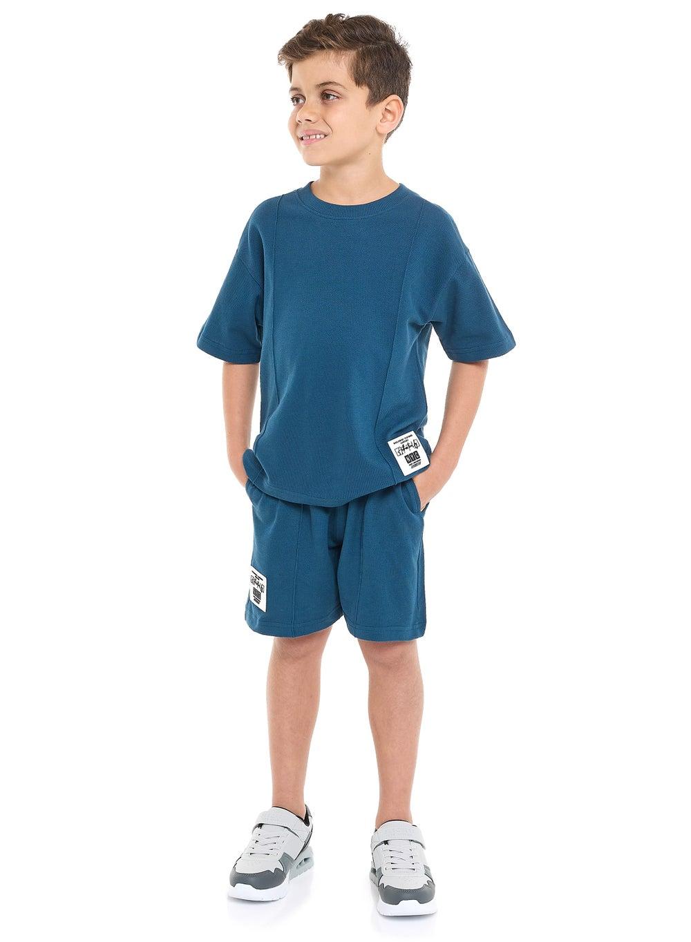 Boys' Oversized Jacquard 2-Piece Set with Shorts - Image 1