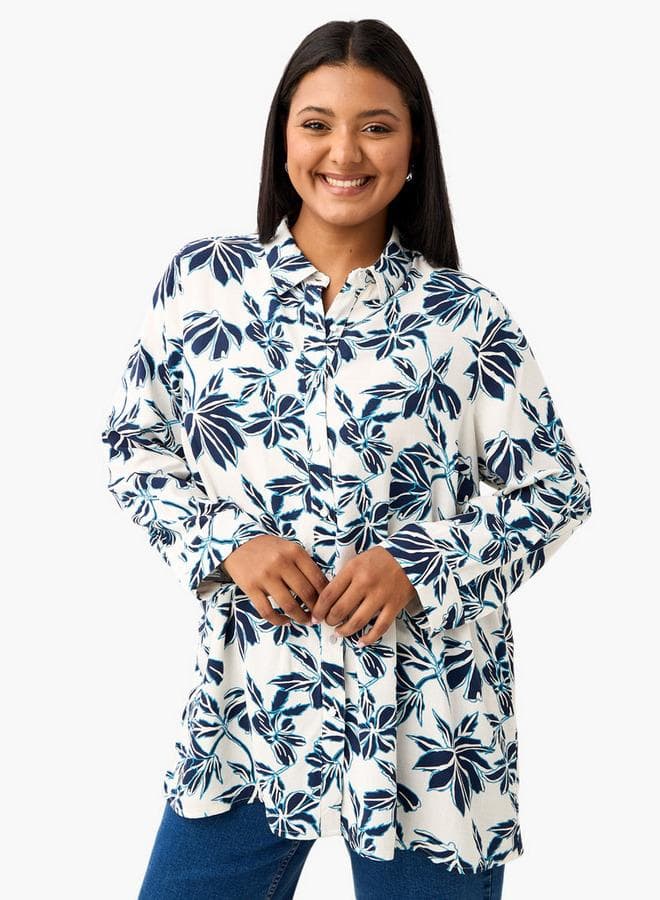 Ulla Popken Plus Size Floral Viscose Shirt - Image 1