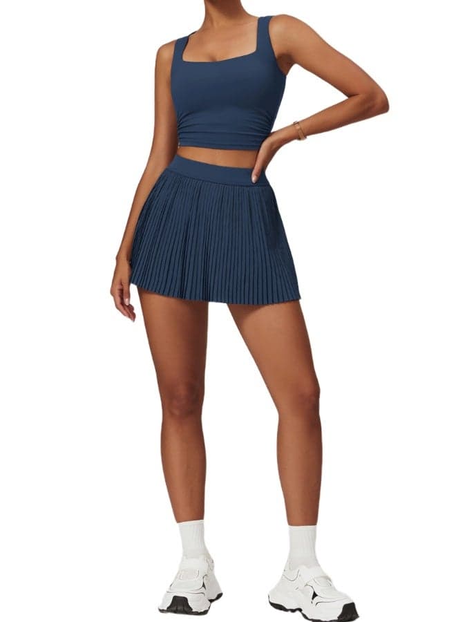 Midnight Blue High-Waist Contour Yoga Skirt - Image 1