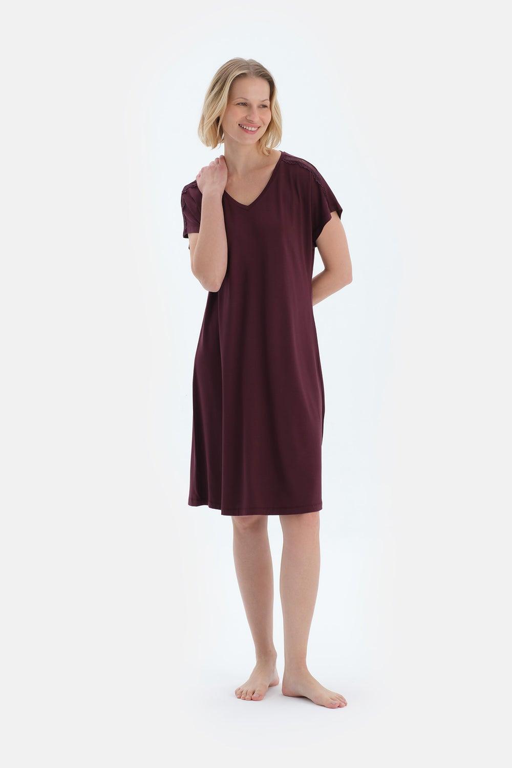 Damson Crew Neck Cotton Blend Nightie 25Sw17749Bb - Image 1