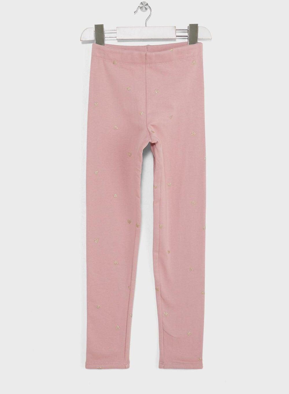 Girls Essential Printed Cotton Blend Leggings - Image 1