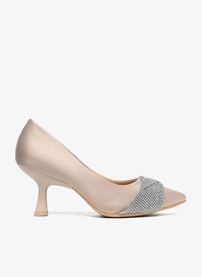 Nude Slip-On Heeled Pumps for Women - Image 1