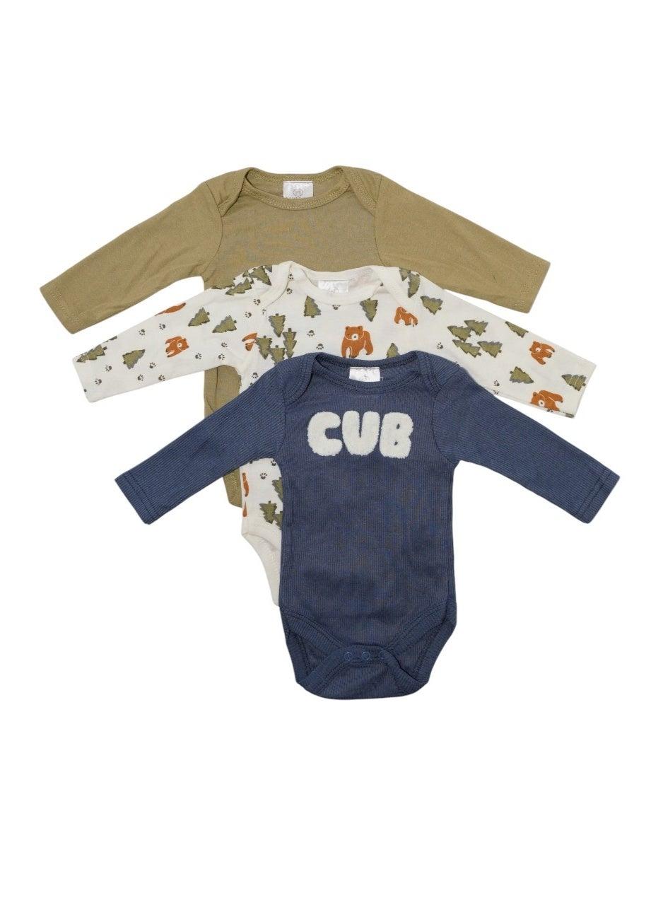 Bambimici 3-Pack Pine Tree Cotton Baby Bodysuits - Image 1