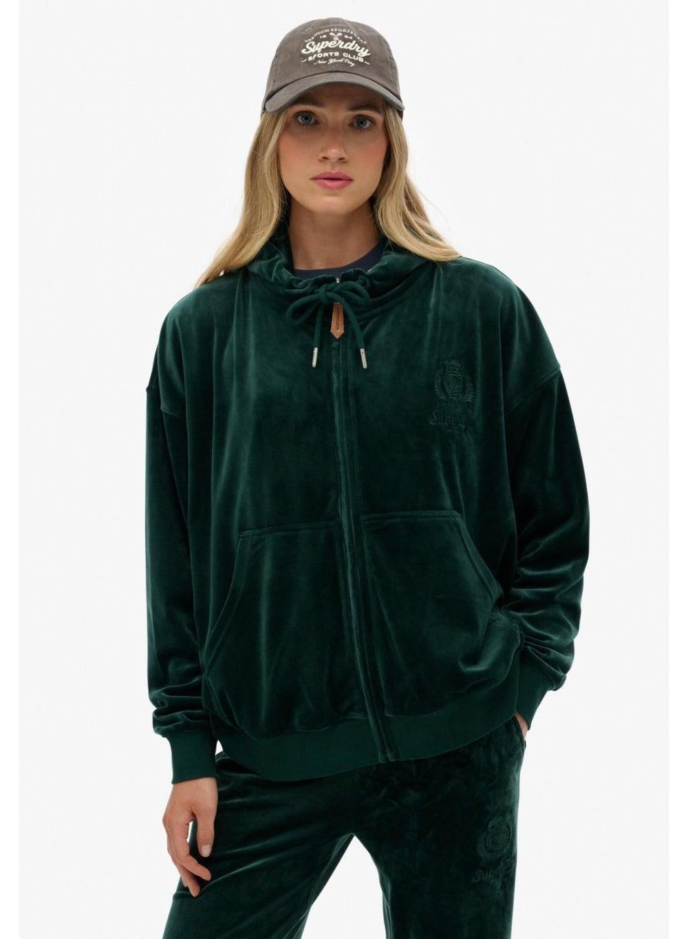 Country Club Velour Oversized Zip Hoodie Pink Tint - Image 1
